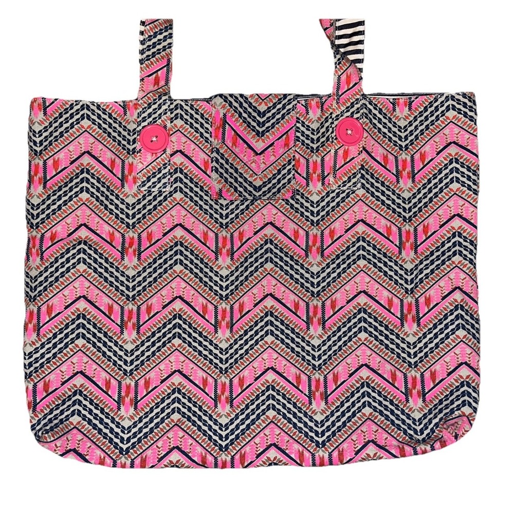 Avon MARK. Reversible Tote Bag chevron/stripes Y2K Beach Bag multi-purpose